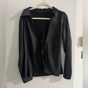 Zara black silk top size large